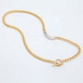 Simple Luxury Fashion Jewelry Splicing Stainless Steel Gold Plated Snake Chain Zircon Women Charm Necklace