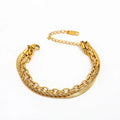 18K PVD Gold Plated Snake Chain Herringbone Cable Chain Multi-layer Stainless Steel Charm Bracelet for Women Wholesale Jewelry