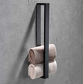 HOMEDEC Self-Adhesive Modern Design Matte Black Square Metal Bathroom Towel Rack Towel Bar with 3-Year Warranty