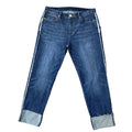 DENIMGUYS Turnover Bottom Raw Edge Outseam Back Pocket Removed Womens Ladies High Street  Knitted Casual Jeans