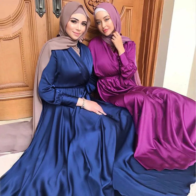 MOTIVE FORCE 2024 Abaya Dubai Islamic Clothing Dress Loose Flower Print Long Sleeves Long Dress Muslim