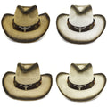 Men Women Outdoor Western Sunscreen Sun Hat Beach Hat Western Spray Paint Cowboy Straw Hats