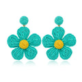 Rattan Earrings for Women Statement Boho Raffia Straw Wrapped Flower Drop Dangle Earrings Summer Tropical Beach Jewelry