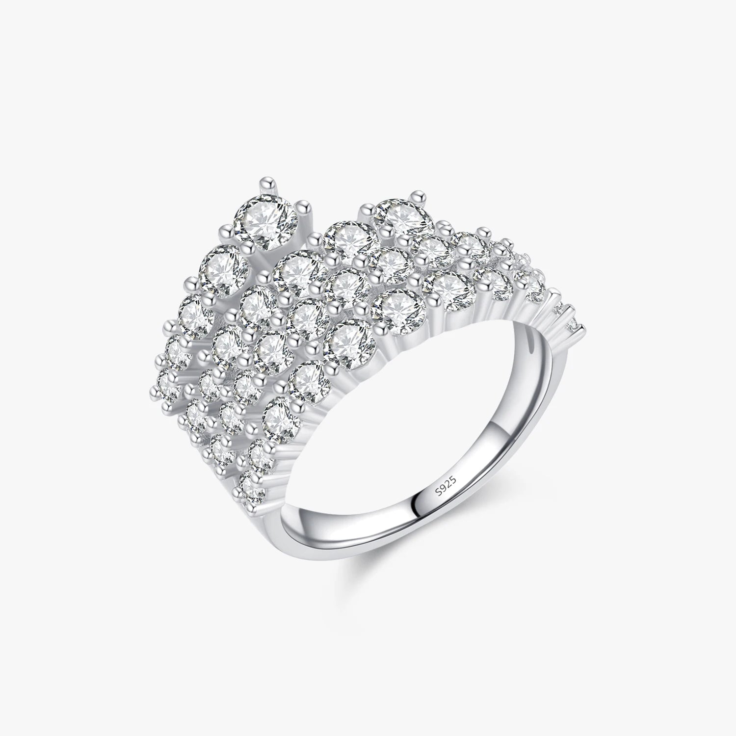 925 Sterling Silver Classic Fine Jewelry Sparkling Zircon Trendy Luxury Rings Party Delicate Wedding Engagement Bands for Women