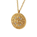 New 18k Gold Filled Zircon Crystal Rhinestone Round Astrology Pendant Necklace Choker Fashion Jewelry