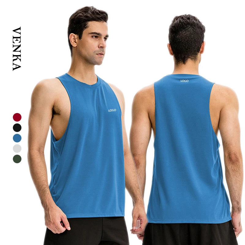 Custom Men's Loose Running Sleeveless Vest Muscle Gym Workout Sport Wear Polyester Quick Dry Basketball Fitness Tank Top for Men