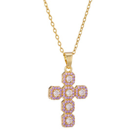 Hot Selling Trendy Cross Pendant Necklace with Stainless Steel Zircons Charm for Women for Weddings and Gifts