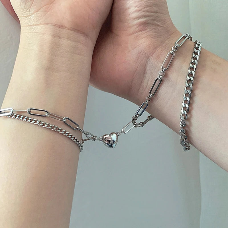 Titanium Steel Love Magnet Couple Bracelets Magnetic Bracelet Necklace Punk Hip Hop Lovers Friendship Bracelets Jewelry Chains