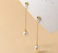 Wholesale Fashion Jewelry 925 Sterling Silver Long Tassel Chain with Pearl Gold Plated Stud Earring Jewelry for Women