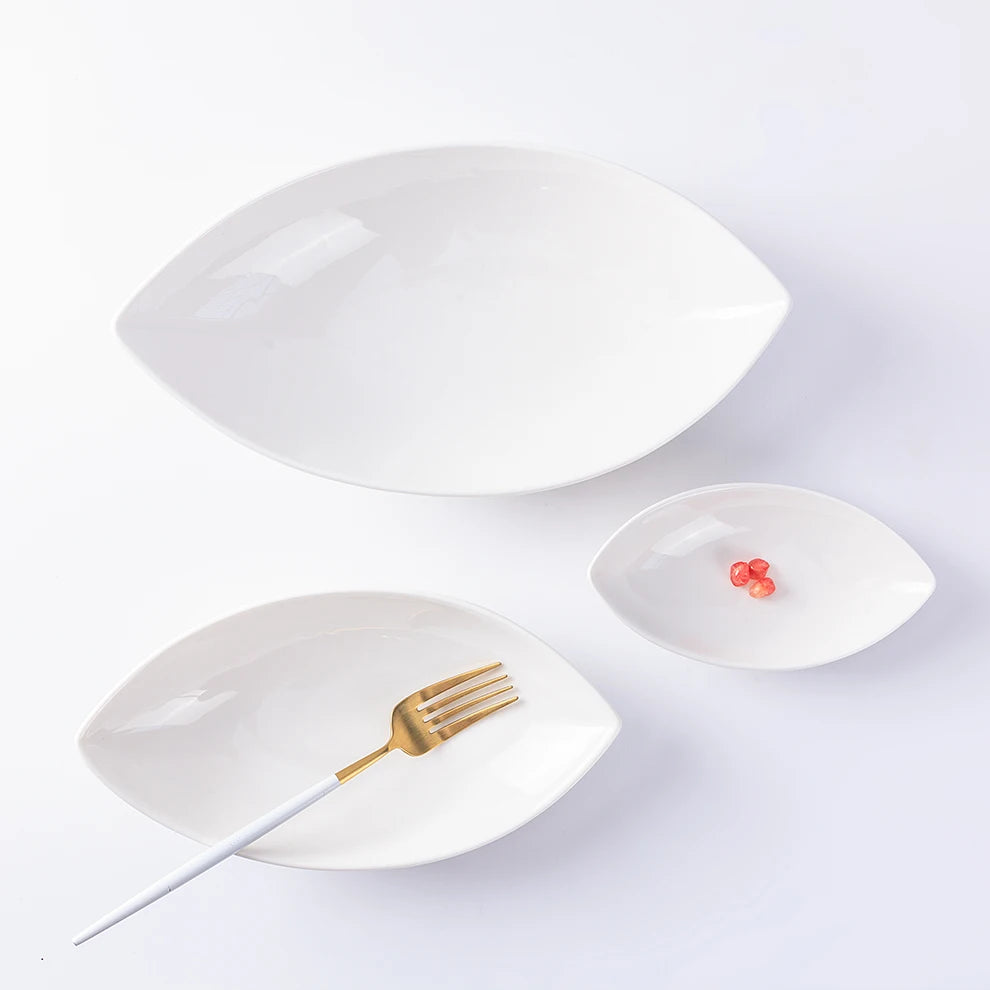 Shengjing Western Ceramic Eco-Friendly Porcelain Leaf Bowl and Plate Set for Party Use in Hotels & Restaurants