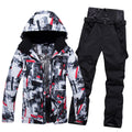 Men's Winter Sportswear Ski Suit Waterproof Windproof Jacket With Strap Pants Outdoor Thermal Warm Snowboard Wear Plus Size