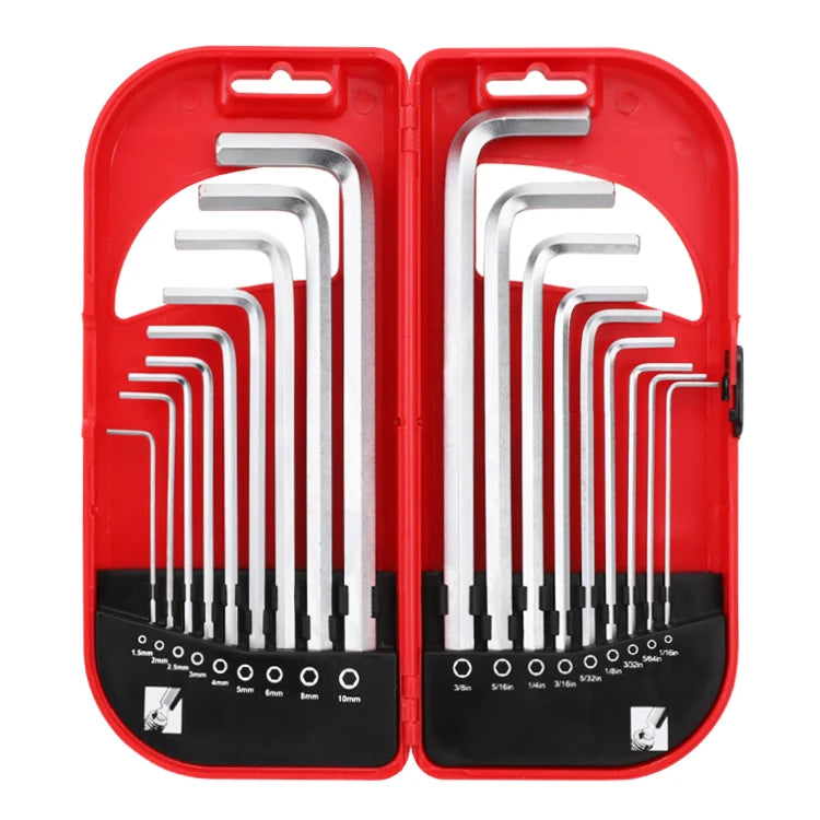 18pcs Industrial Grade CR-V Allen Key and Wrench Set Hex Key with Box