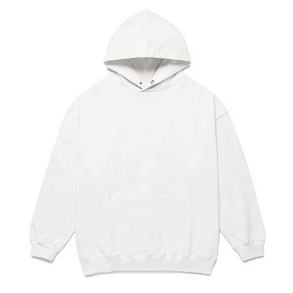 FLN Custom ODM Knitted Heavyweight 400/500 GSM Drop Shoulder Hoodie Blank 100% Cotton Regular Fit Solid Lantern Sleeve