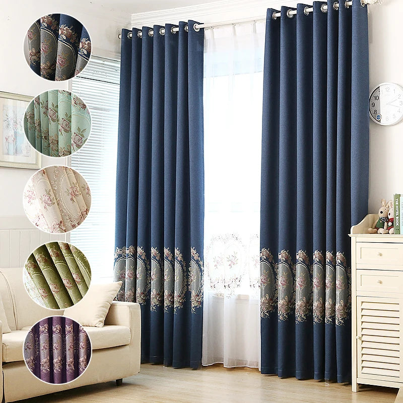 Factory Direct Korean Embroidery Curtain Custom Made Modern Draps Curtains for the Living Room