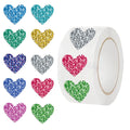 500Pcs Shiny Flash Colorful Love Heart DIY Roll Stickers 1 inch Cute Mothers Day Gift Envelope Sealing Sticker
