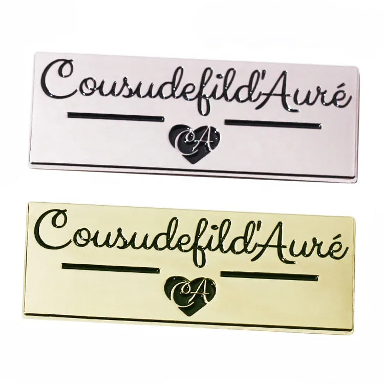 Custom Enamel Letter Metal Handmade Tags Plate Luxury Vintage Zinc Alloy Hardware for Tote Bags Portable Accessory Private Label