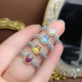 Low MOQ 925 Sterling Silver Natural Gemstone Wedding Engagement Luxury Fashion Women Ring Wholesale