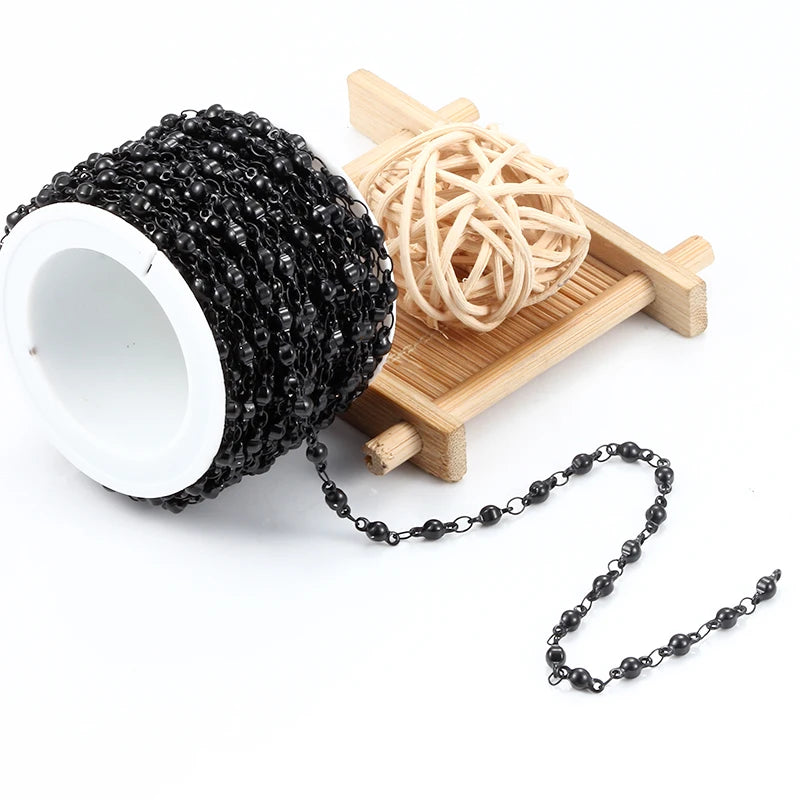 Handmade Stainless Steel Chain for Women Men Steel Black 3.5mm Size Lantern Shape Unique Chains for DIY Jewelry Necklace