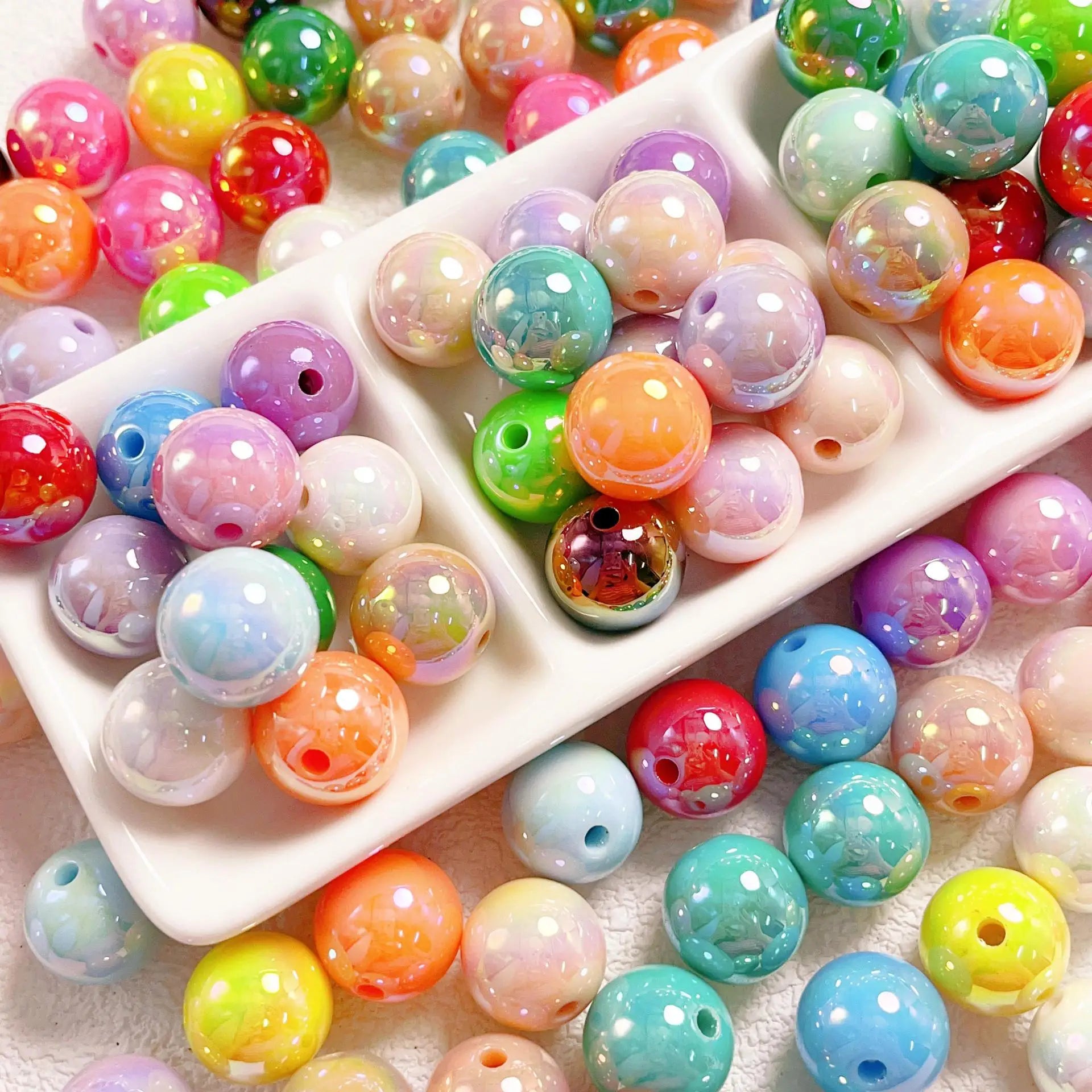 16mm UV Color Plated Straight Hole Round Beads Bubblegum Chunky Loose Beads for Necklace Bracelet Jewelry Making