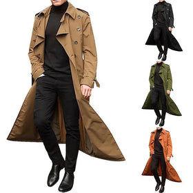 New Spring and Autumn European and American Men's Extended Windbreaker Fashion Casual Coat for Men