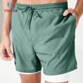 Solid Compression Shorts 2 in 1 Workout With Pocket Gym Shorts for Men
