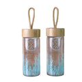 High Borosilicate Crystal Energy Glass Water Bottle Bamboo Lid 600ml Glass Bottle with Bamboo Lid