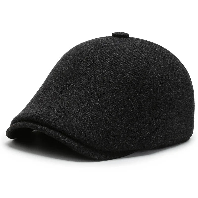 New Middle Aged Elderly Men Winter Hat Mens  Black Flat Caps Outdoor Old Man Hat Warm Ear protection Cotton Ivy Hat