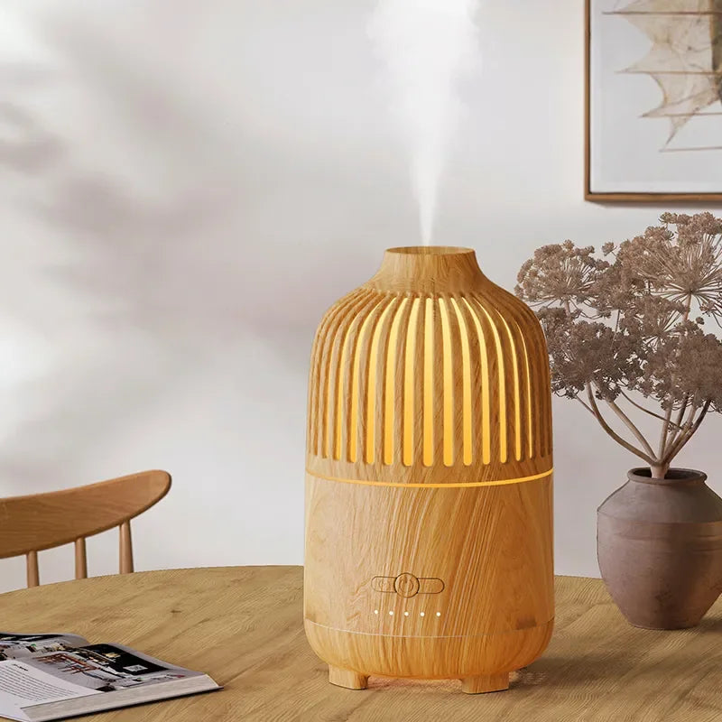 Ultrasonic Air Humidifier Aroma Mist Essential Oil Diffuser Wood Grain Aroma Diffuser