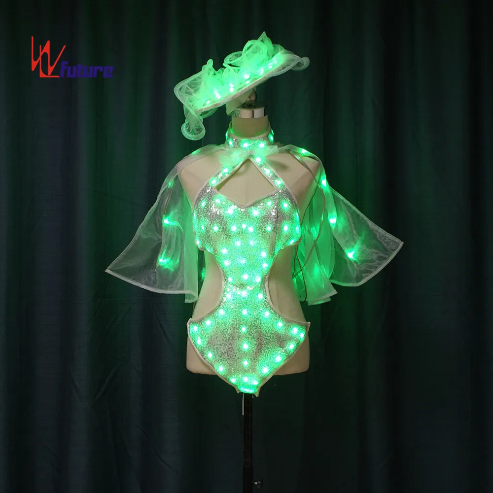 Programmable Full Color LED Light Club Dresses LED Sexy Costumes LED Sexy Bikini Glow in the Dark Dance Costume 1 Piece Adults