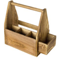 Modern Eco-Friendly Portable Charred Brown Creative Wooden Multi-functional Three-compartment Hand Non-folding Beverage Storage