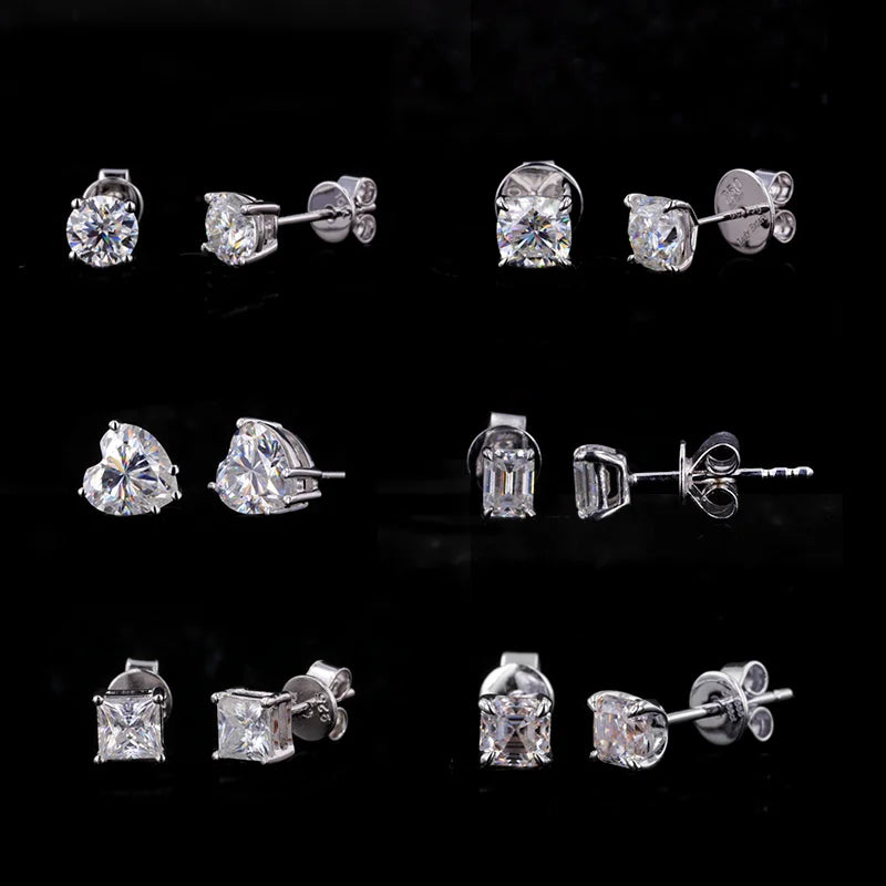 14k Gold Mosan Earring 1ct Fancy Shape Moissanite Def Vvs Round/pear/ Emerald/heart Moissanite Classic Earring Gold for Women