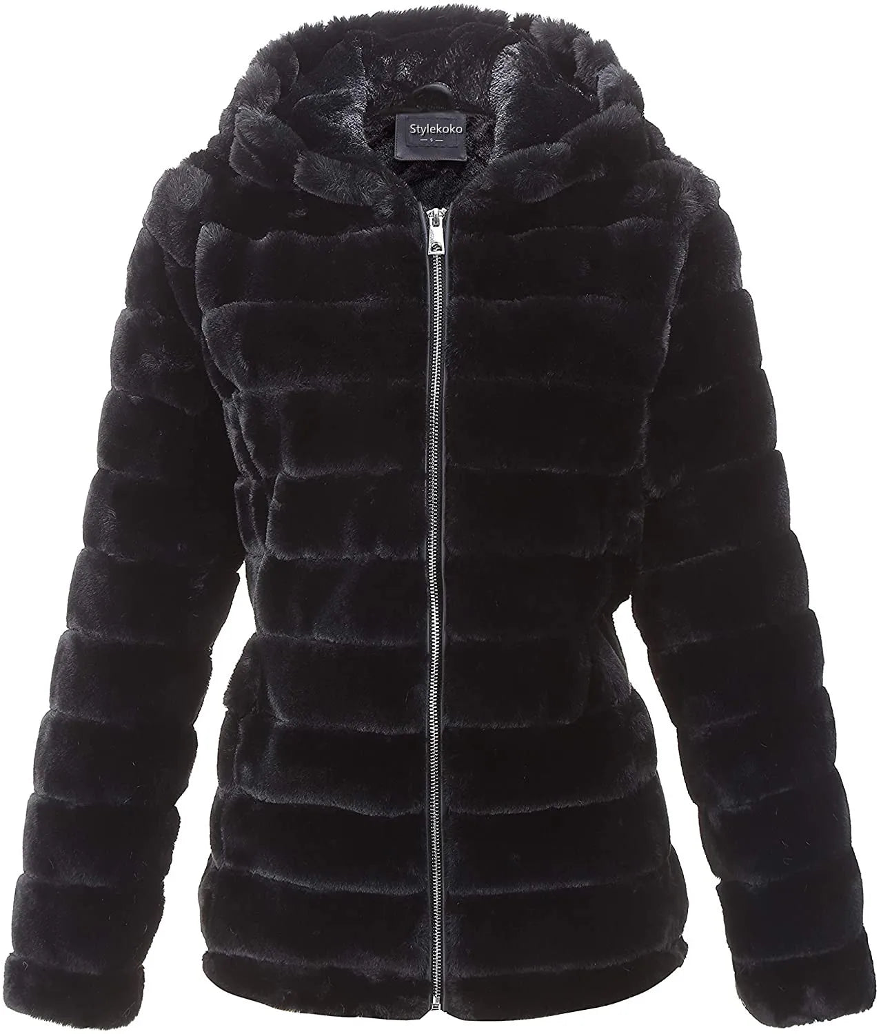 Women's Vintage Plaid Long Sleeve Zip-Up Eco-Friendly Thick 100% Polyester Fashion Poncho Fox Fur Collar for Spring Fall Winter