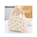 Factory Custom Reusable Insulated Lunch Bag for Women Men Small Cute Corduroy Strawberry Cooler Tote Bag for Work/Office Picnic