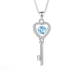 Wholesale Factory Price Beating Heart Clavicle Chain S925 Sterling Silver love Heart Zircon Hollow Key Pendant Necklace