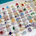 Hot Sale Exquisite Micro Pave Colorful Zircon Mixed Designs Women Rings Chic Vintage Bling Gem Rhinestone Ring