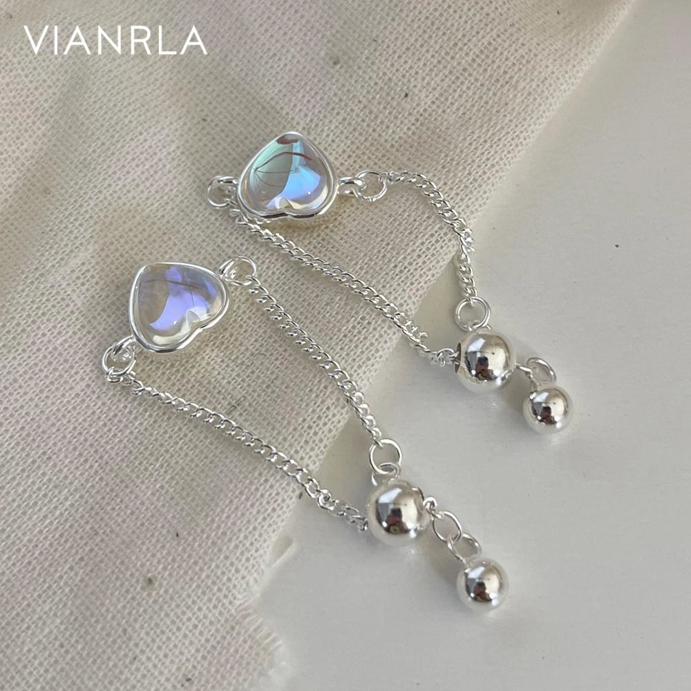 VIANRLA Ring Moon Stone Heart Pendant Rings 925 Sterling Silver Jewelry for Girl Drop Shipping