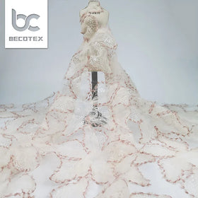 Fashion Hot Sell Sequin Tulle Mesh Floral Embroidery Dress Lace Fabric