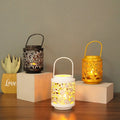 Small Golden Metal Iron Candle Holder Portable Hallow Out Cage for Home & Party Decor Box Packed