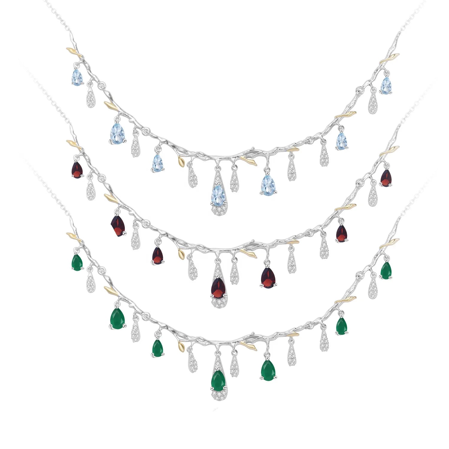 Abiding Luxury Natural Stone Statement 925 Sterling Silver Fashion Customs Necklace Women for Mom Gift