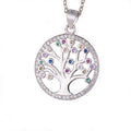 Hot Selling 925 Sterling Silver Fashion Colorful CZ Diamond Tree of Life Pendant Necklace