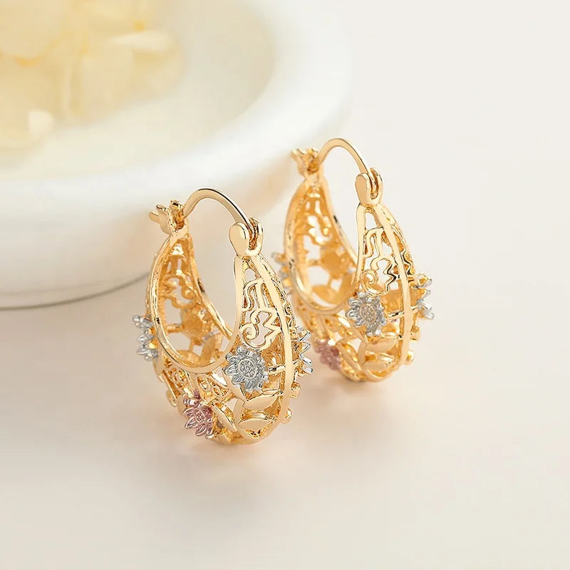 Wholesale Earrings Women Hoop 18K Gold Plated Earrings Copper Alloy Fashion Jewelry for Women Bijouterie Joyeria Bisuterias Oro