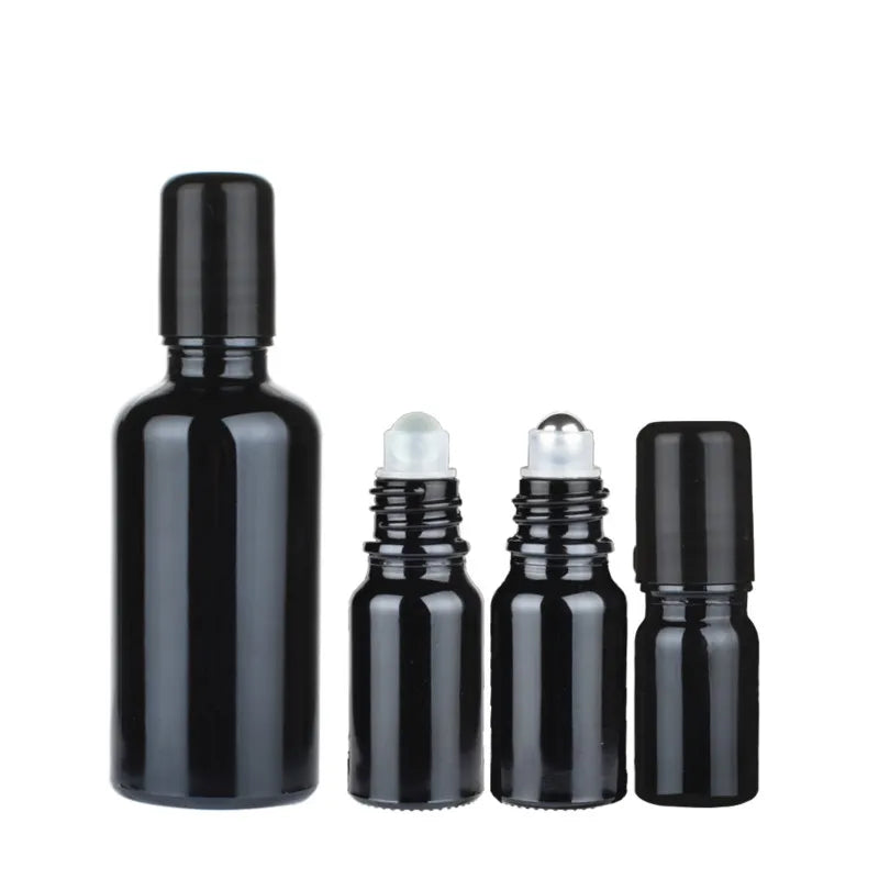 Fast Shipping 5ml 10ml 15ml 20ml 30ml 50ml 100ml Black Perfume Essential Oil Roll on Glass Bottles