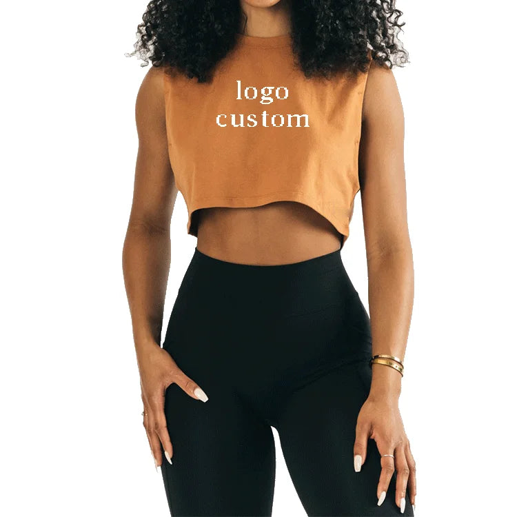 Factory Custom Women's Gym Cotton Crop Sport Tank Top Wholesale Women Yoga Crop Vest