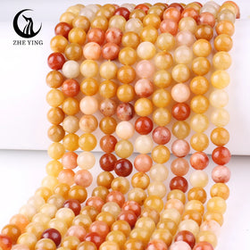 Zhe Ying 6/8/10mm Gold Thread Jade Beads Natural Heailing Crystal Beads Bracelet Gemstone Gold Thread Jade Beads