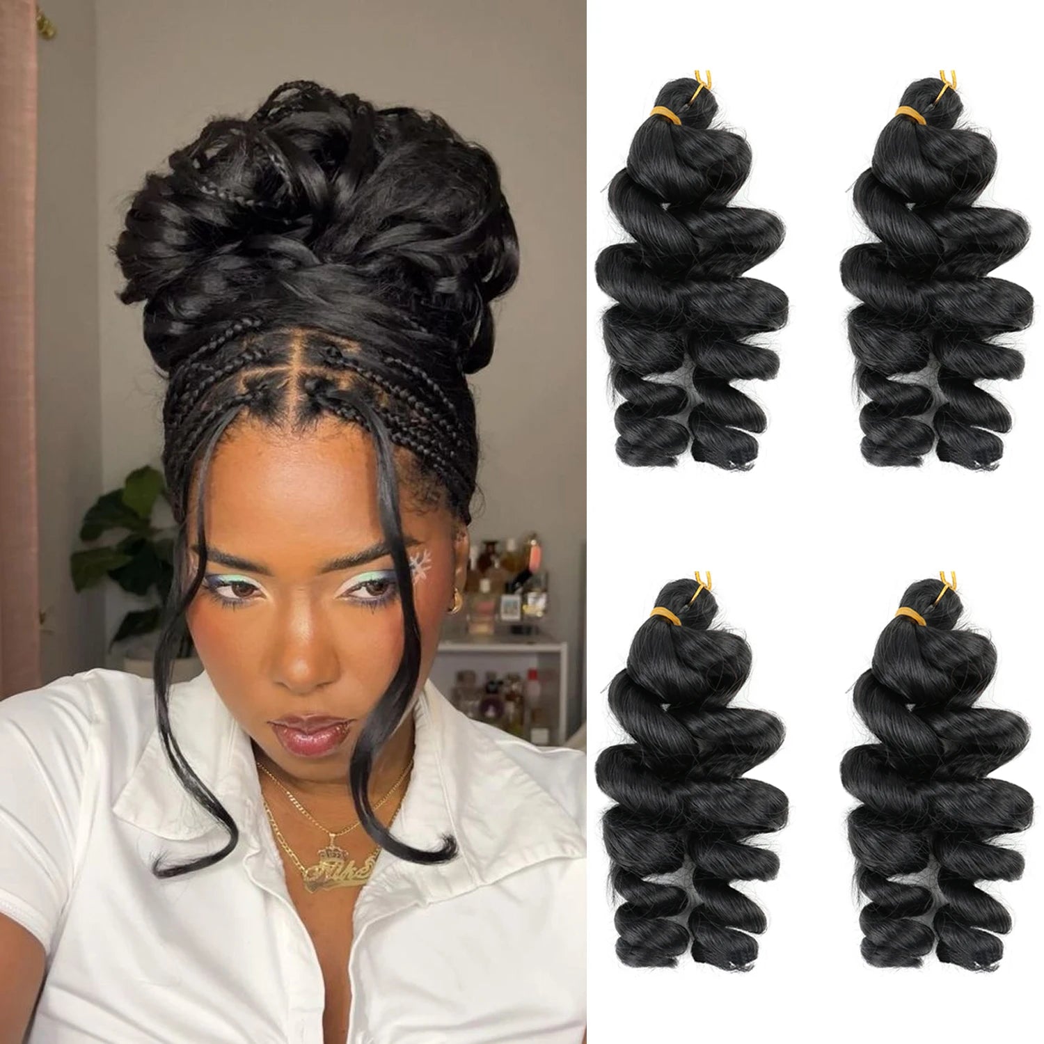 12Inch  French Curl Crochet Braids Short Curly Crochet Hair Bouncy Synthetic Knotless Italy Curl Braiding Extensions
