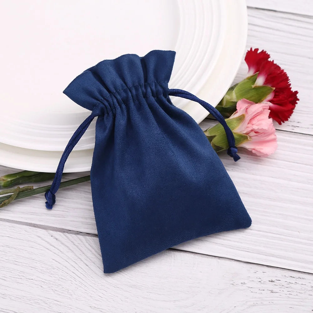 8*10cm Small Letter Pendant Stainless Steel Ring Pouches Custom Suede Flannel  Fine Jewelry Packing Bags for Jewellery