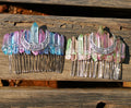 Diy Competitive price Wicca moon Mermaid colorful white crystal pink crystal hair comb HZ handmade Bridal Hair Accessories healing crystals