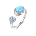 Fine Jewelry 925 Sterling Silver Simple Natural Opal Open Rings For Women Girls