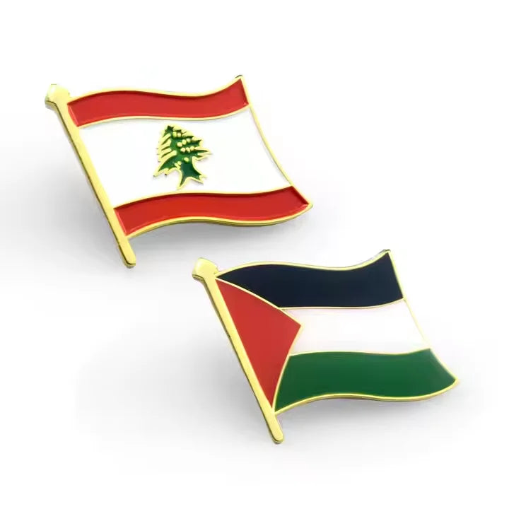 Free Mold Big Sale Lebanon Palestine Yemen Cross Flag Single Flag Badge Pin Lapel Pin 3M Stickers