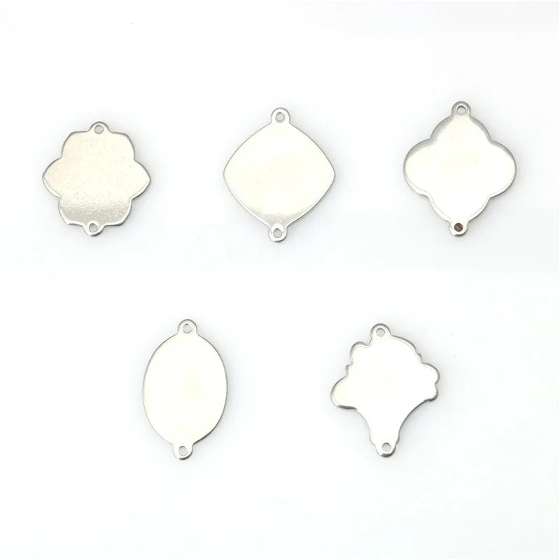 Stainless Steel DIY Jewelry Findings & Components Leaf Oval Irregular Pendant Necklace Bracelet Ornaments Accessory Accessories